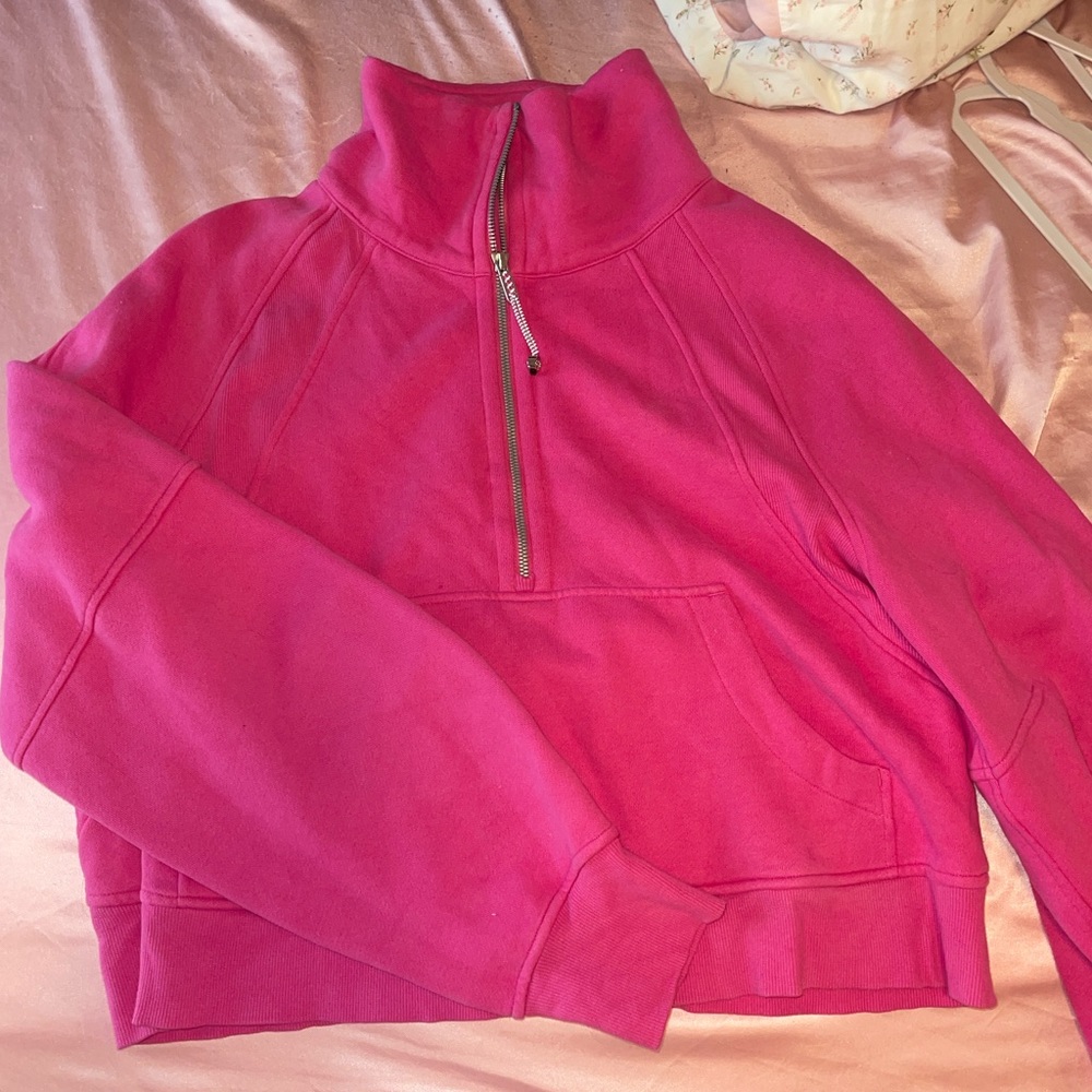 Sonic Pink lululemon half zip scuba